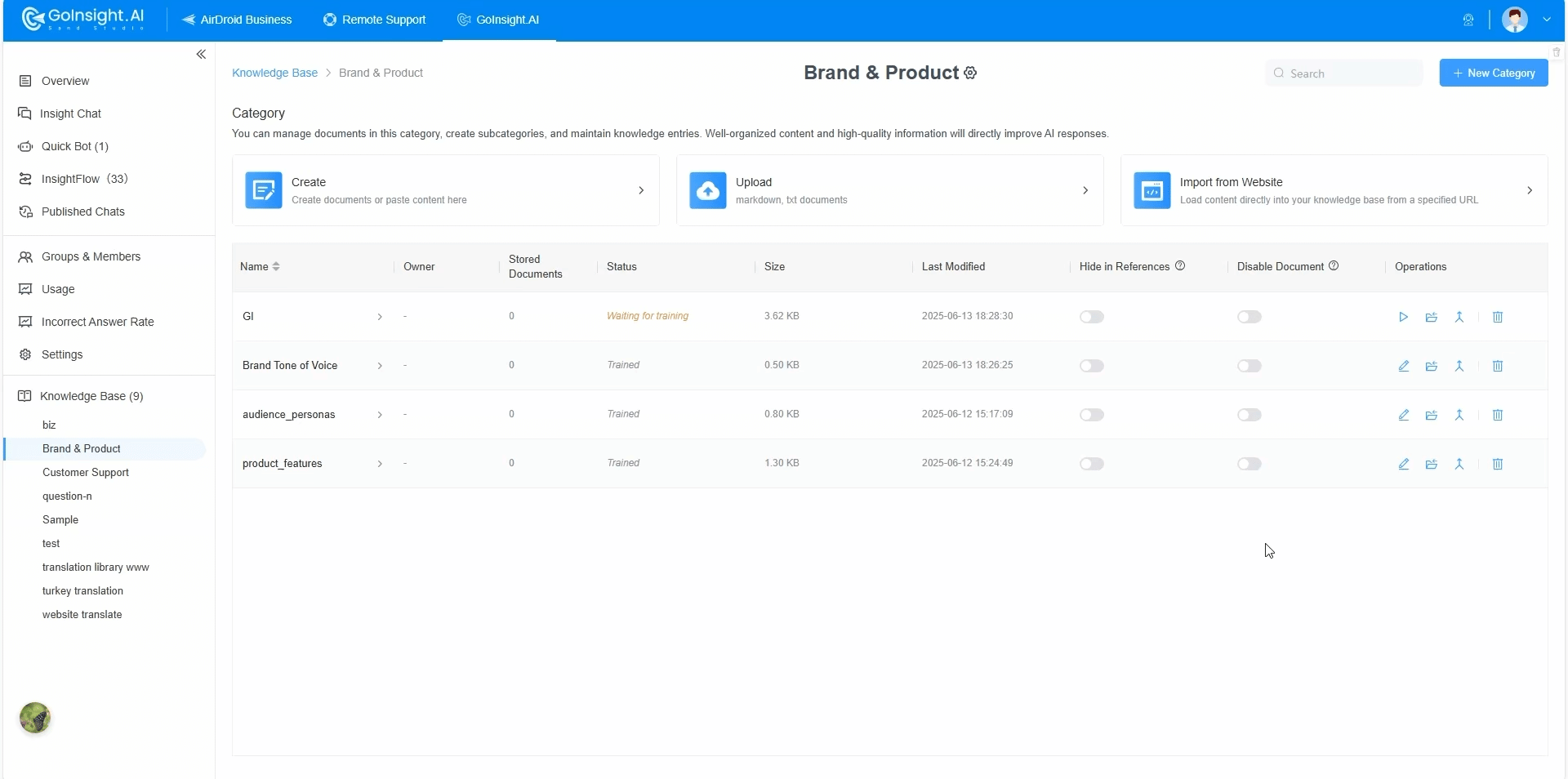 train the chatbot